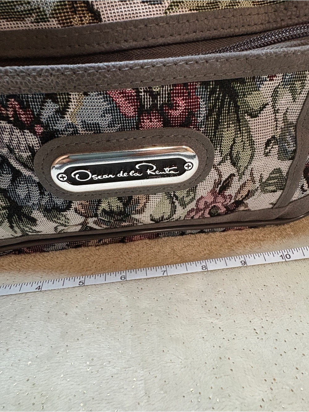 Oscar de la Renta Floral Cosmetic Case in Brown and Pink